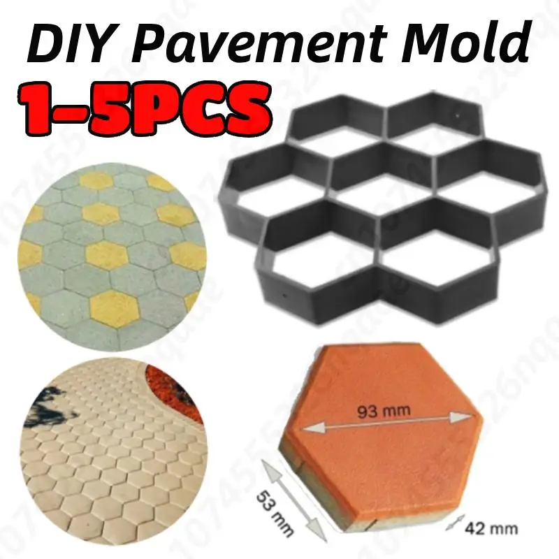 1-5PCS DIY Path Maker Reusable Pavement Mold Stone Brick Concrete Mold Garden Path Paving Paver Reusable Garden Pavement Mold