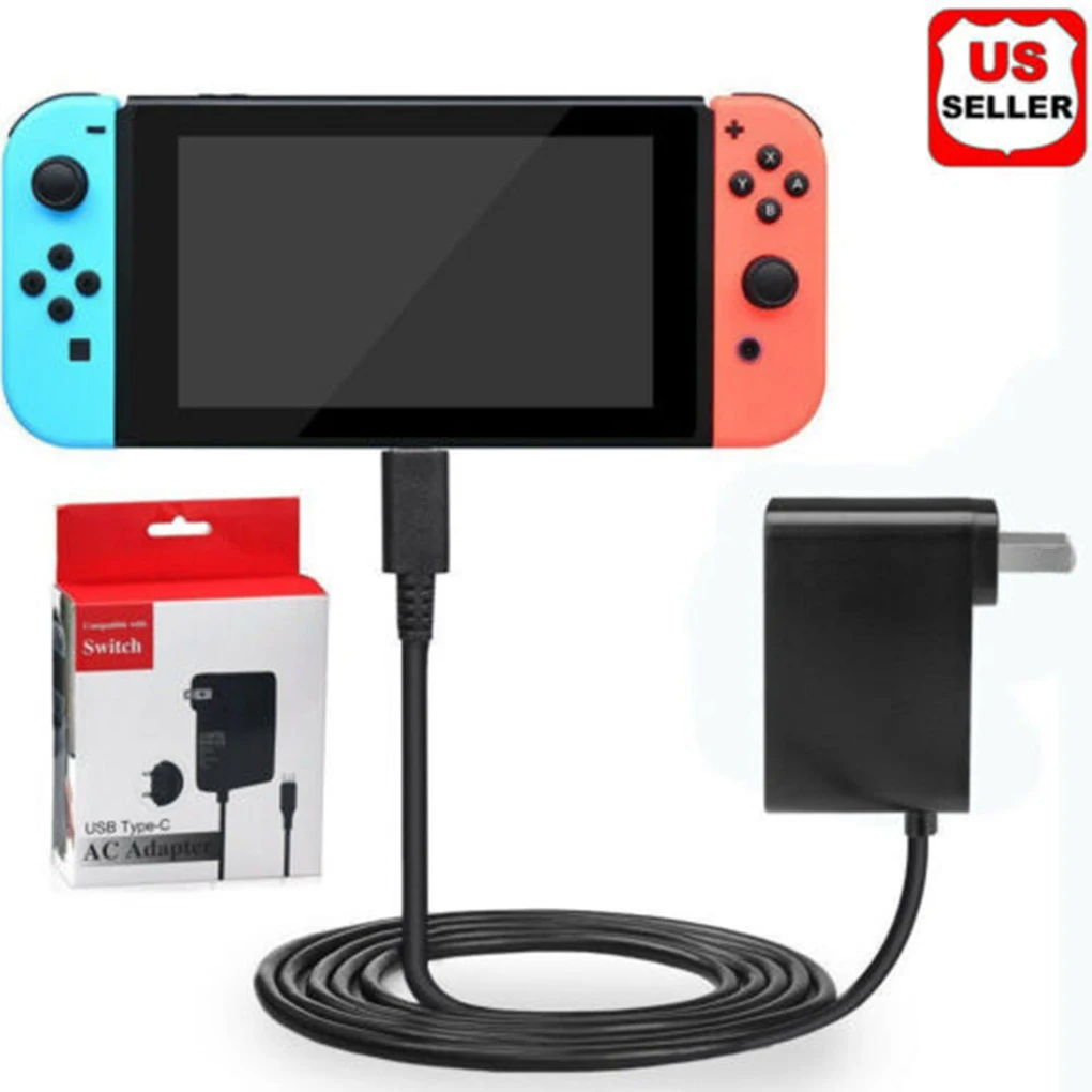 Reemplazo para Nintendo Switch 5V-2.4a, adaptador de CA, cargador Base, adaptador de corriente de carga, accesorios, enchufe estadounidense