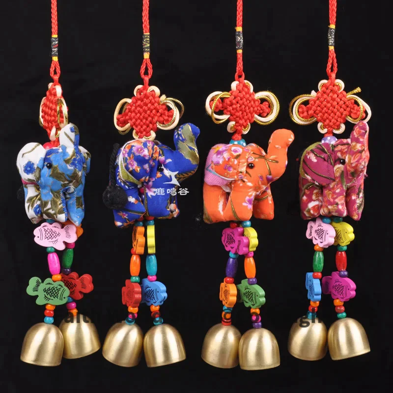 

4pcs # backpack bag home CAR wall efficacious Mascot India, Thailand Auspicious FENG SHUI elephant copper bell lucky Pendant