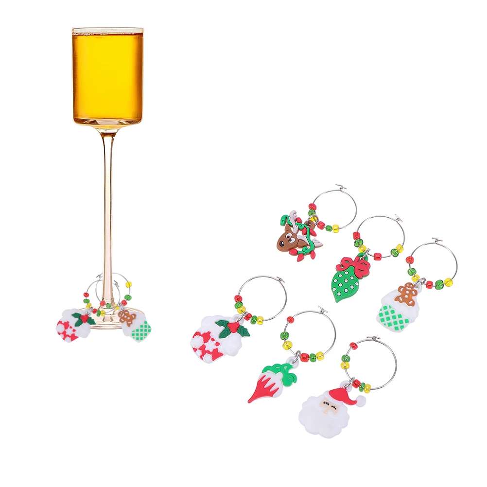 

12pcs Wine Glass Markers Christmas Cup Ring Set Reusable Holiday Party Drink Identifier Glass Charms For Gathering Red Wine