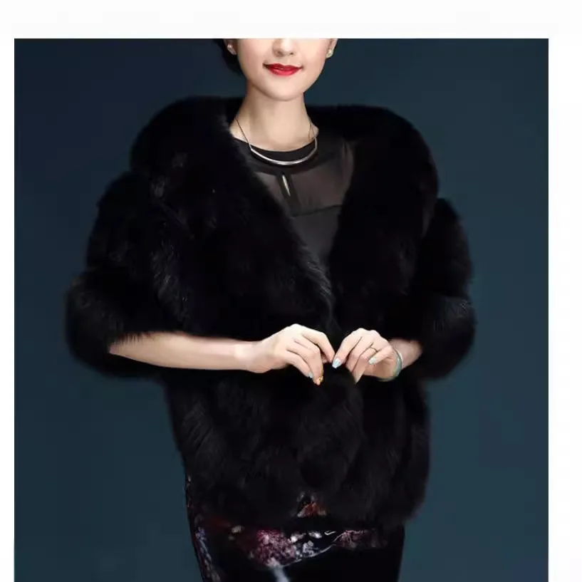 

Осенне-зимняя шаль из искусственного лисьего меха, женское свадебное платье, плащ, свадебный плащ, меховое пальто, женское