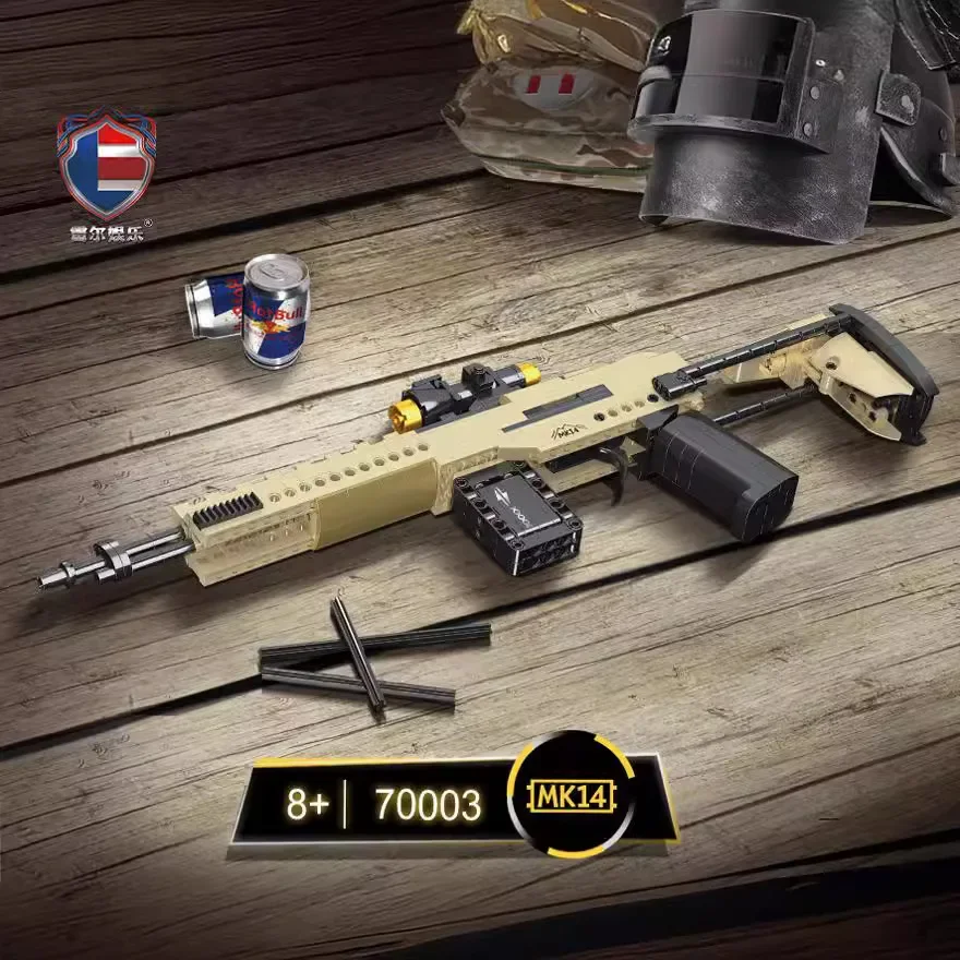 

MOC военная винтовка, модель пистолета, строительный блок, набор игрушек, пустынный орл, пистолет, кирпичи, можно снимать, игрушки-пули для мальчиков, подарки