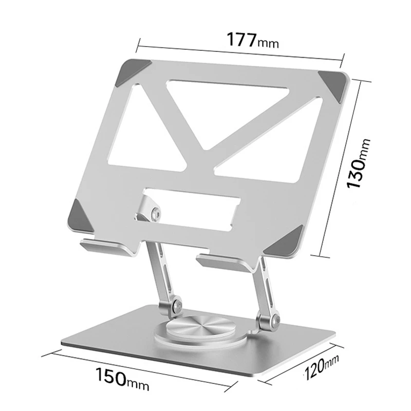 Acero al carbono 360 °   Soporte giratorio para tableta, soporte de escritorio ajustable plegable para dispositivos de aprendizaje de iPad, soporte para uso en el hogar y la Oficina