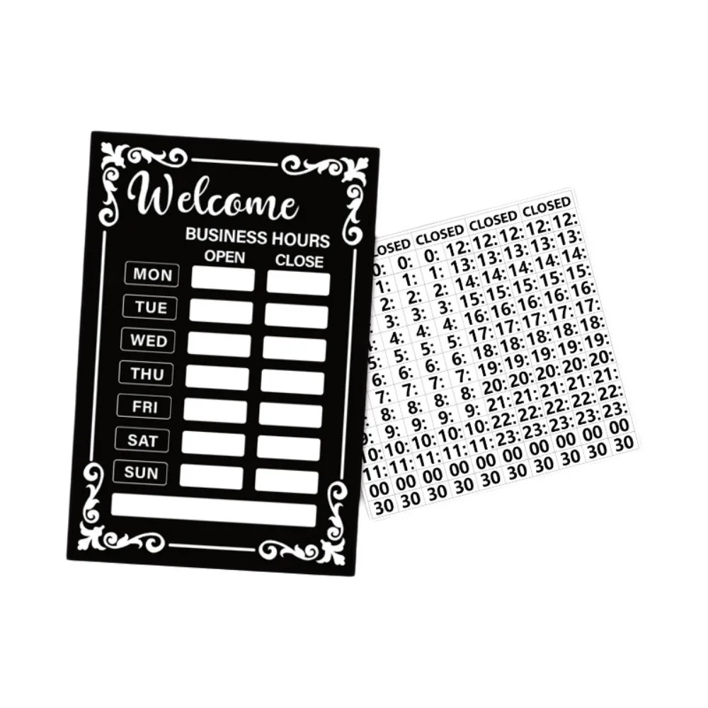 Self-Adhesive Business Hours Sticker Sunproof UV Resistant Open Close Time Sign Waterproof Store Opening Signs Decal