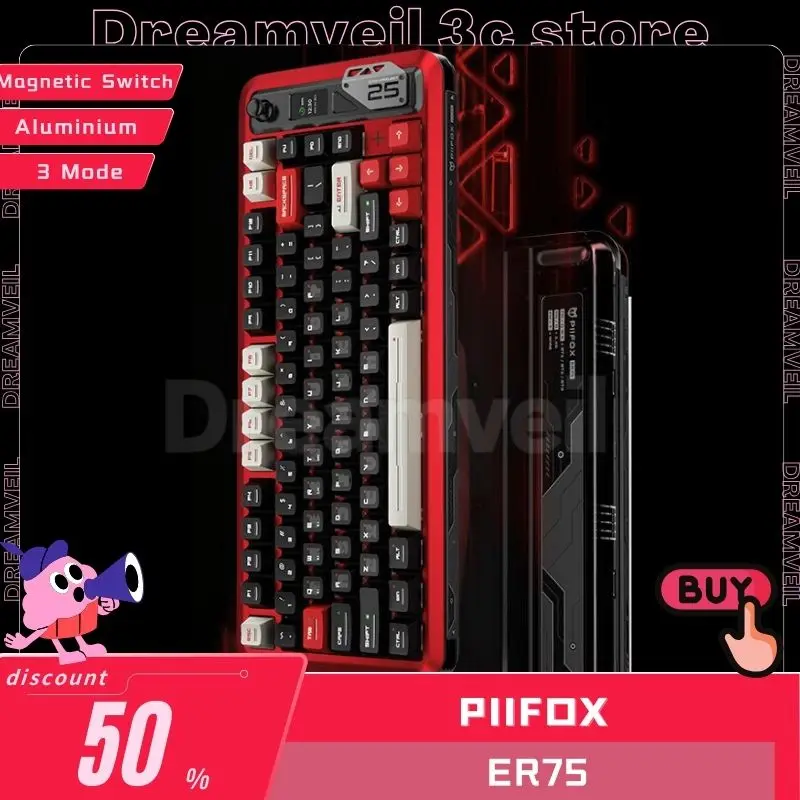 

PIIFOX ER75 Keyboard Magnetic Switch Mechanical 3Mode Wireless Keyboards Aluminium alloy 82key Hot Swap Fps Valorant Gamer Keybo