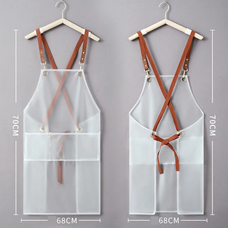 

New Apron Waterproof And Oil-proof Strap Fashionable Korean-style Overalls Household Kitchen Cooking Women's TPU Work Clothes