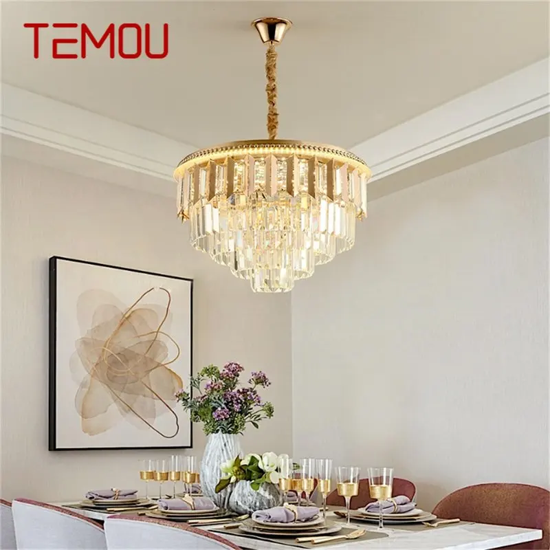 

TEMOU Gold Chandelier Pendant Lamp Postmodern Luxury Light Home LED Fixture for Living Dining Room