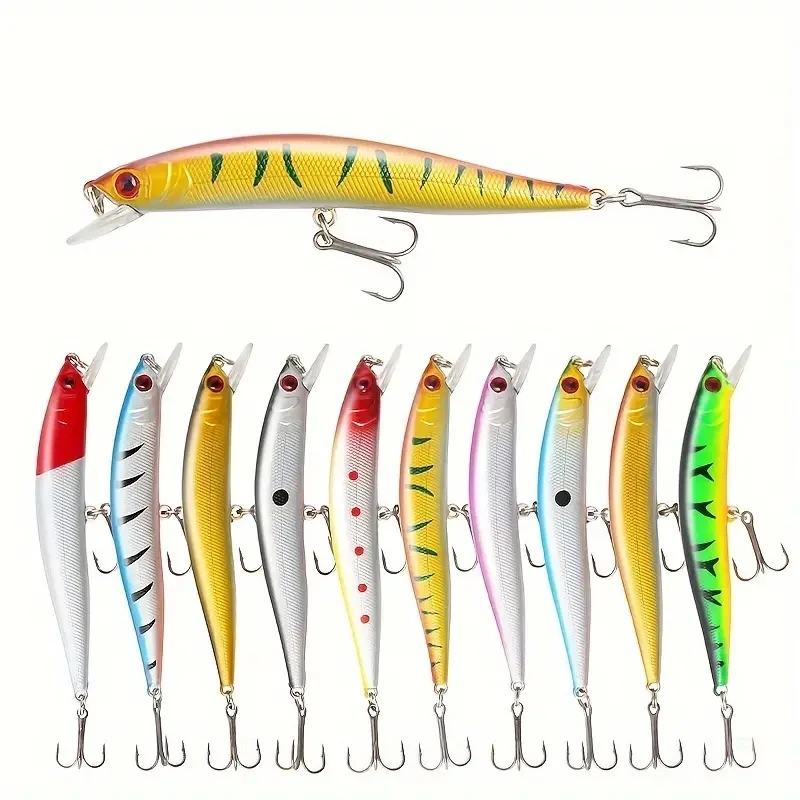 10 Stücke Minnow Angelköder 3D Augen Künstliche Harten Köder Pesca Wobbler Wobbler Karpfen Bass Tackle