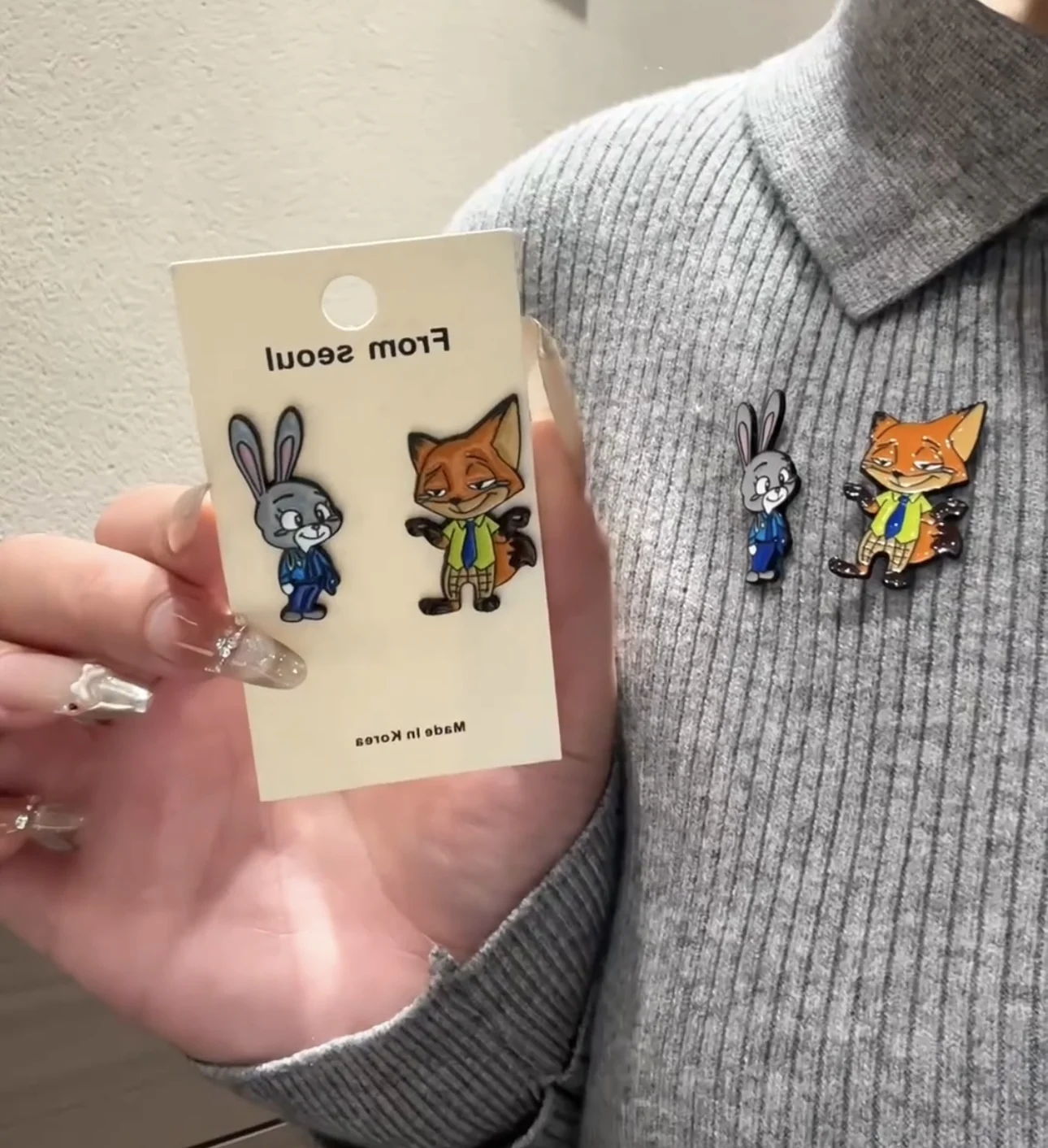 لطيف الكرتون متعة Zootopia شارة معدنية الثعلب نيك جودي أرنب الحيوان التصميم بروش الملحقات #5