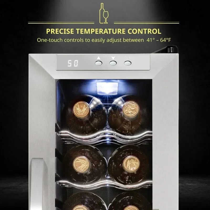 QWSchmécké 12 Bottle Compressor Wine Cooler Refrigerator w/Lock-Large Freestanding Wine Cellar Digital Temperature Control Fridg