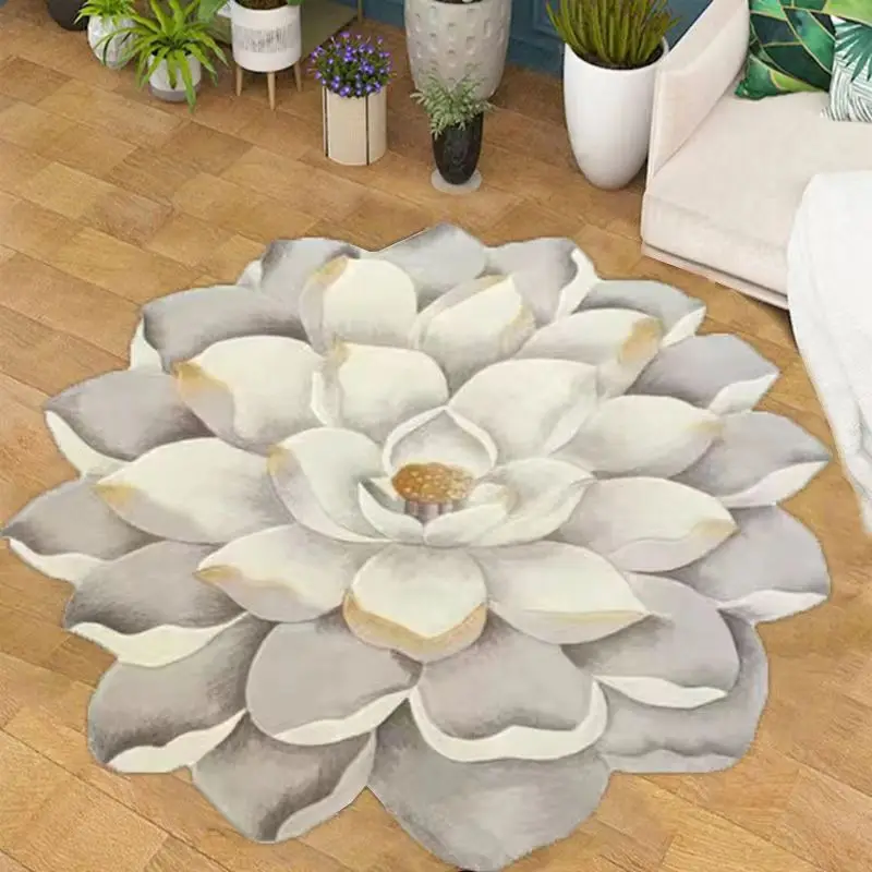 Special-Shaped New Flower Soft Floor Mat Purple Peony Art Rug Cushion Rugs For Bedroom Table Living Room Carpet