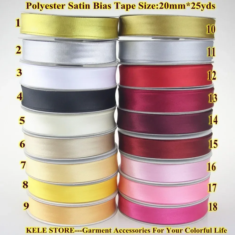 Polyester Satin Bias Binding Tape,bias Binding Size:20mm,3/4\