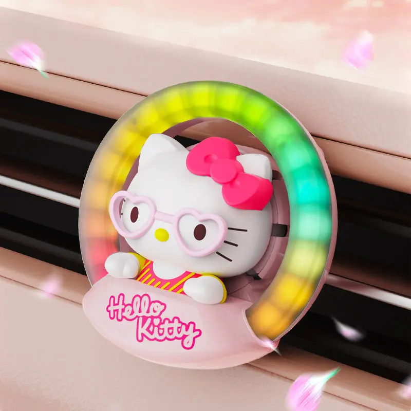

Sanrio Hello Kitty Rhythm Light Car Aromatherapy Voice Control Music Atmosphere Light Car Wind Decoration Ornament Cartoon Gift