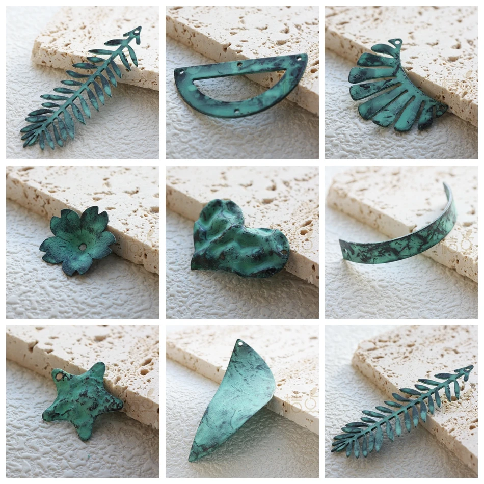 One Piece Hand Made Green Patina Charm - Varies Shapes and Size (PTA-c)