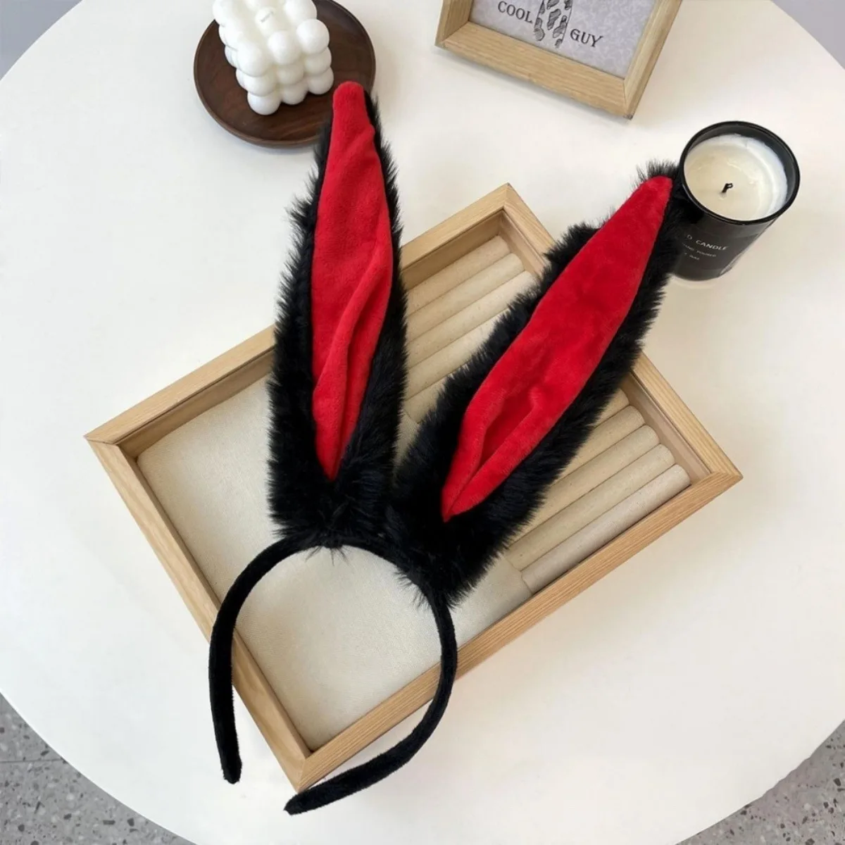 Übergroßes Stirnband mit Hasenohren, Plüschtierohren, Haarschmuck, Kaninchenmädchen-Stirnband, niedliche Kopfbedeckung – Detail 6