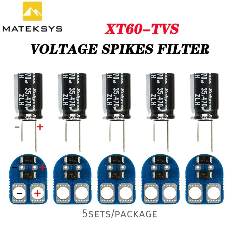 

5PCS MATEK VOLTAGE SPIKES FILTER XT60-TVS 470uF Low ESR Electrolytic Capacitor 6S LIPO for RC FPV Drones DIY Parts