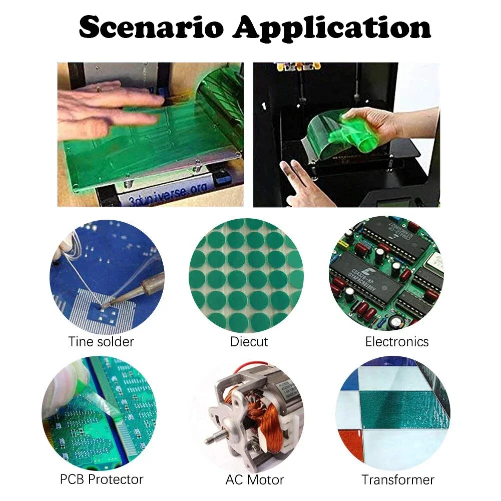 33M/Roll Green PET Film Tape High Temperature Heat Resistant PCB Solder SMT Plating Shield Insulation Protection Width 5mm~120mm