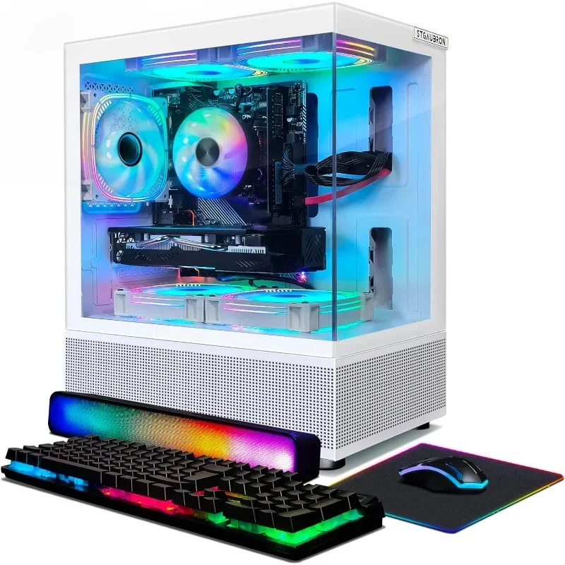 Gaming Desktop PC, Radeon RX 580 16G, Core i7-6700 up to 4.0G, 32G DDR4, 2T SSD, 600M WiFi, BT 5.0, RGB Fan x5,