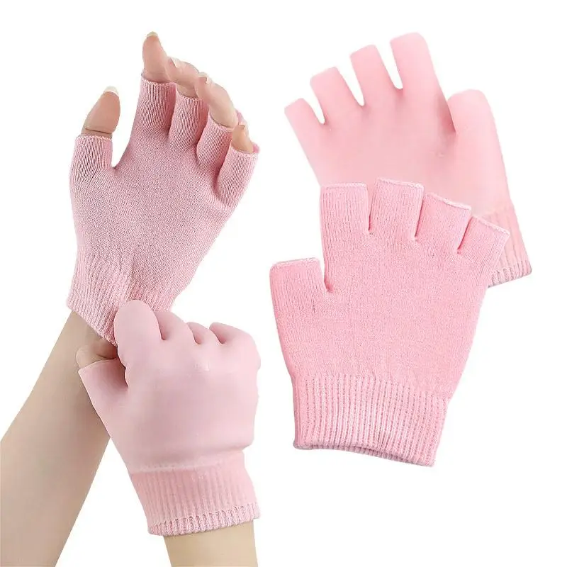 Reusable Cotton Gel Half-finger Gloves For Deep Moisturizing Care Overnight Repair Treatment For Dry Cracked Hands Care Tool