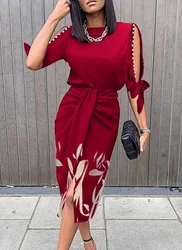 Prom Evening Dresses Elegantes Vestido Para Mujer Robe Femme Spring Summer Sexy Midi Dress for Women Party Fashion Print Casual