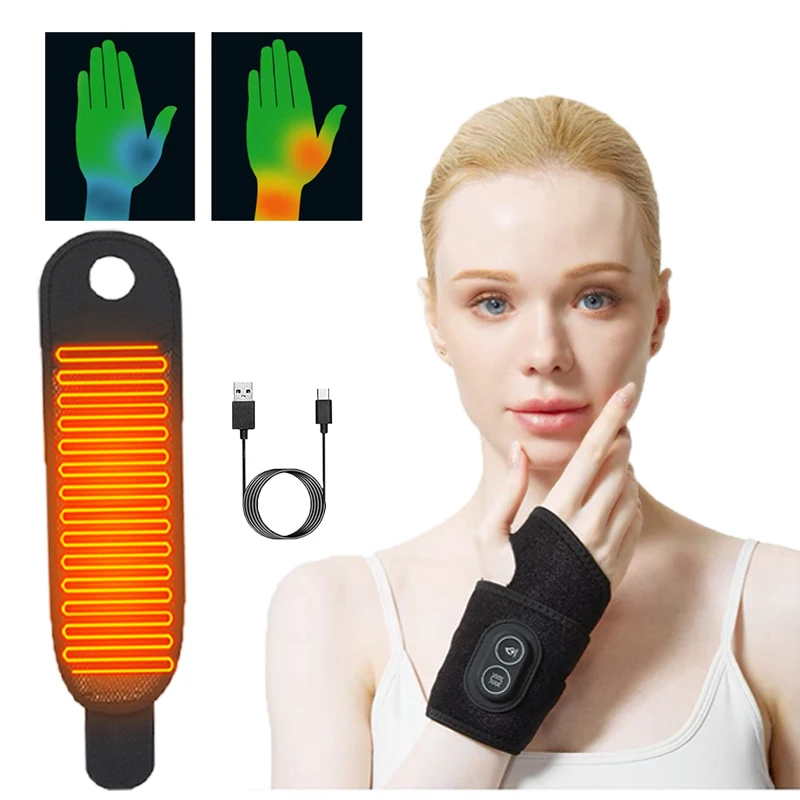 Heating Wristband 3-speed Temperature Control Heating Vibration Massager Wrist Support Band Relax USB Charging Protective Gear