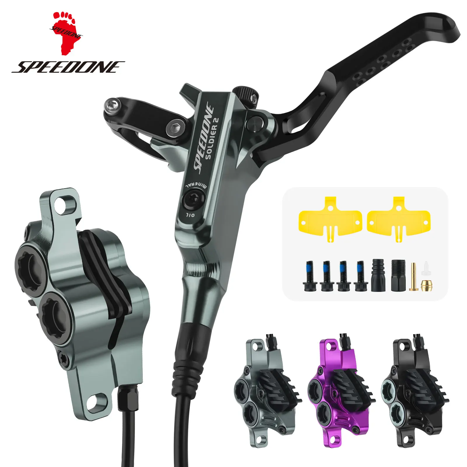 SPEEDONE 4 Piston Hydraulic Disc Brake MTB Front And Rear Brake 850mm/1600mm AM HD Bicycle Disc Brake Mountain Bike for BOLANY