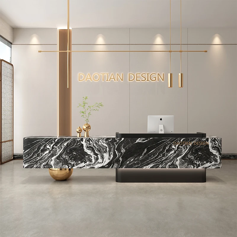 Kaufen Sie moderne Empfangsschreibtische, Restaurantregale, Firmenregale, einfache Empfangsschreibtische, Design, lange Comptoire Acc Diego, trendige Möbel