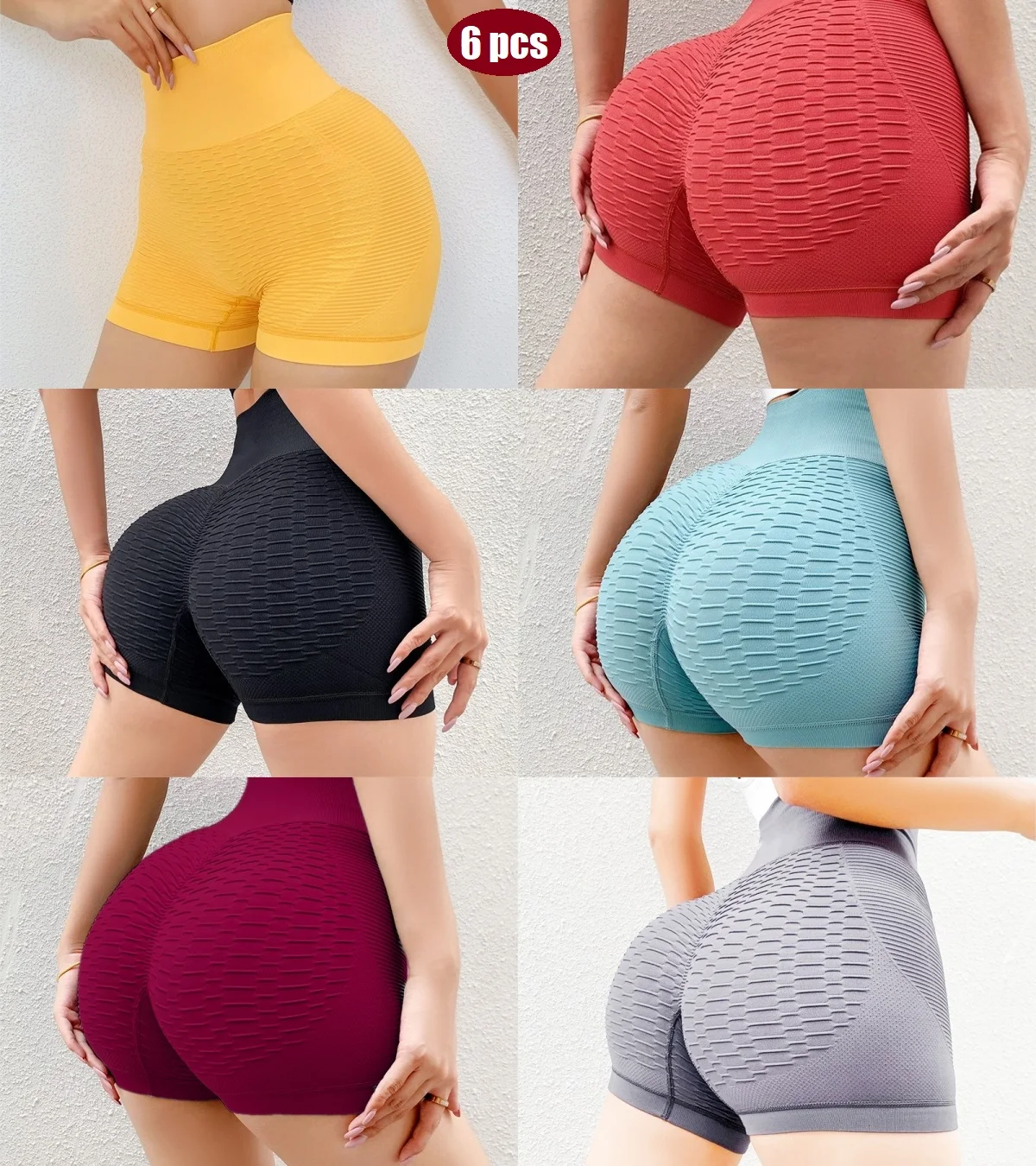 

6 pcs of fashionable seamless safety pants for ladies, regular style underwear, contoured and firm-fitting yoga high-waisted