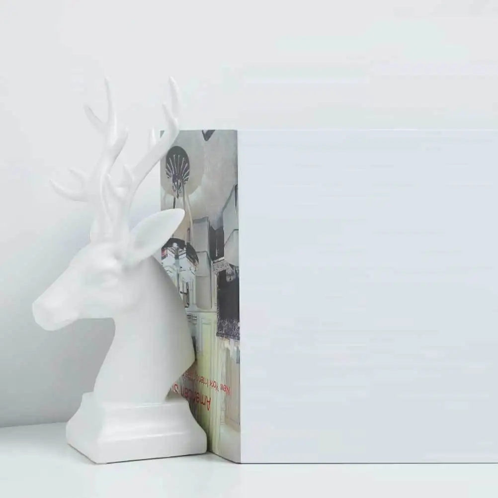 

1Pcs Ceramic Deer Head Ornament White Chic Desktop Decoration Home Office Ornament Creative Deer Head Adornment