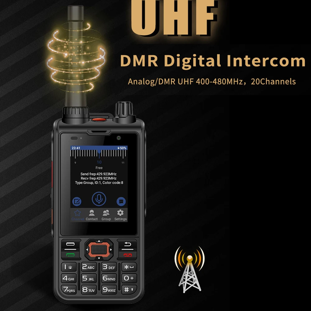 ANYSECU Walkie Talkie W6 PRO POC Android10 Work with REAL PTT / Zello WIFI UHF 400-480mhz DMR Digital Radio 4G Network Radio