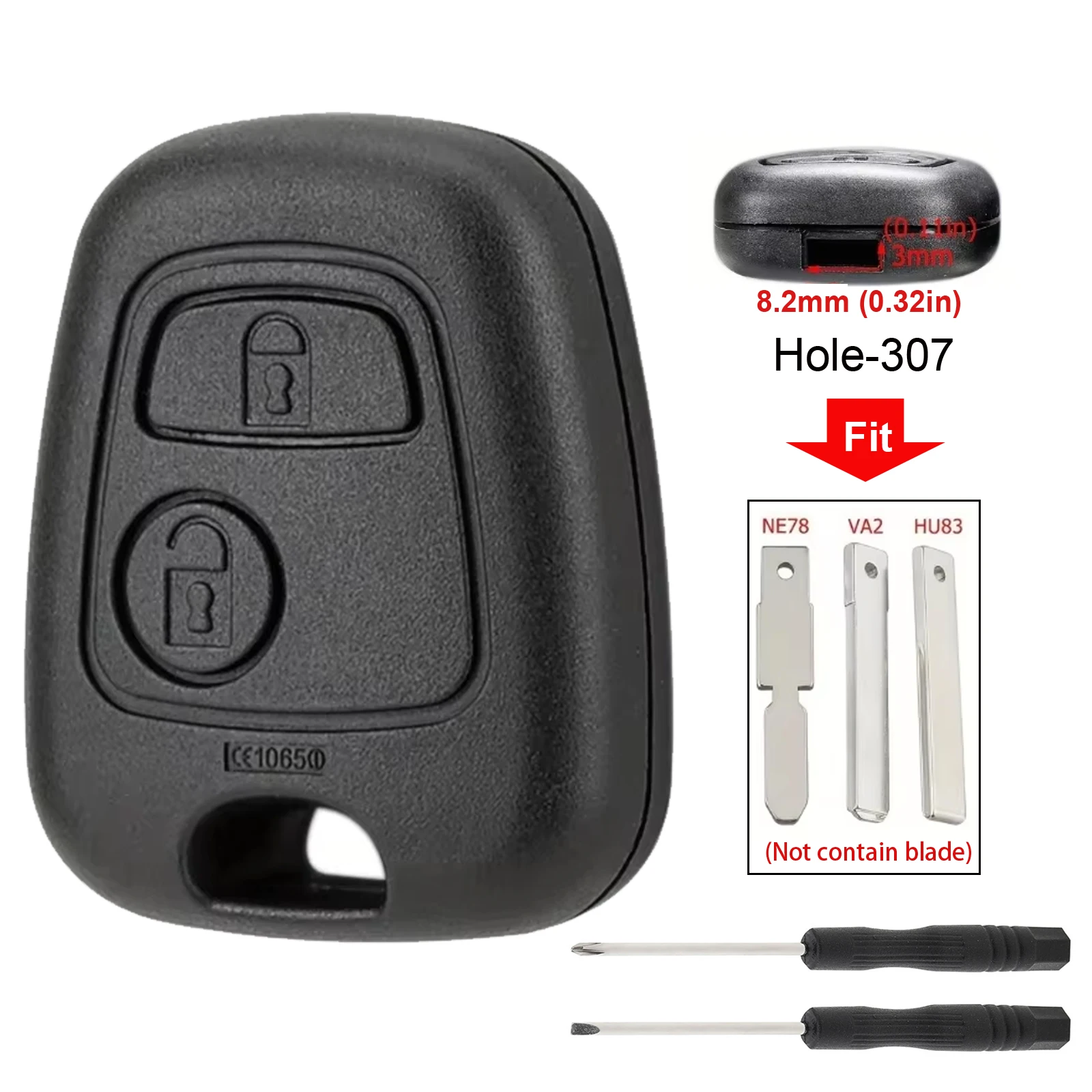 

2 кнопки подходят для Citroen C1 C2 C3 C4 C5 Корпус ключа автомобиля Корпус ключа для Peugeot 206 207 306 307 408 607 107 с отверткой