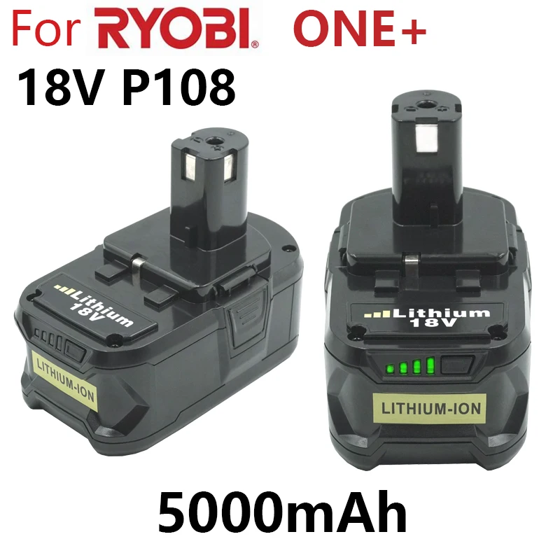 

P108 18V Battery for Ryobi 5Ah 90Wh Lithium ion 18 Volt Batteries Replacement for Ryobi One + Plus 18V Cordless Tools P108 P107