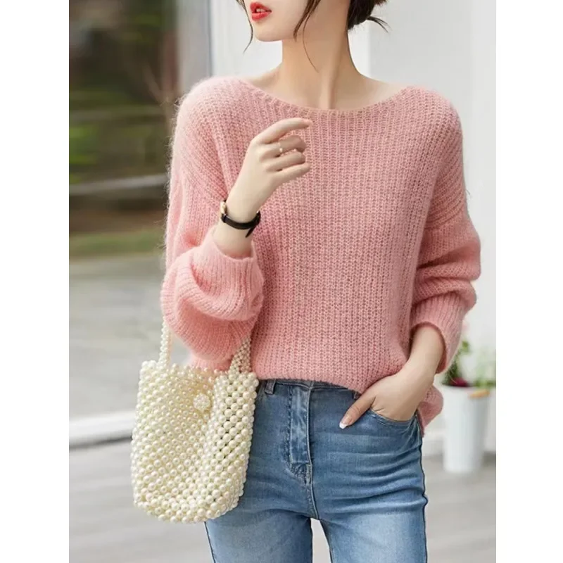 spring 2026 Basic Female Clothing Soild OL Sweaters Women Sweater Long Sleeve Top Knitted Pullover V-Neck Fashion Sweater Woman