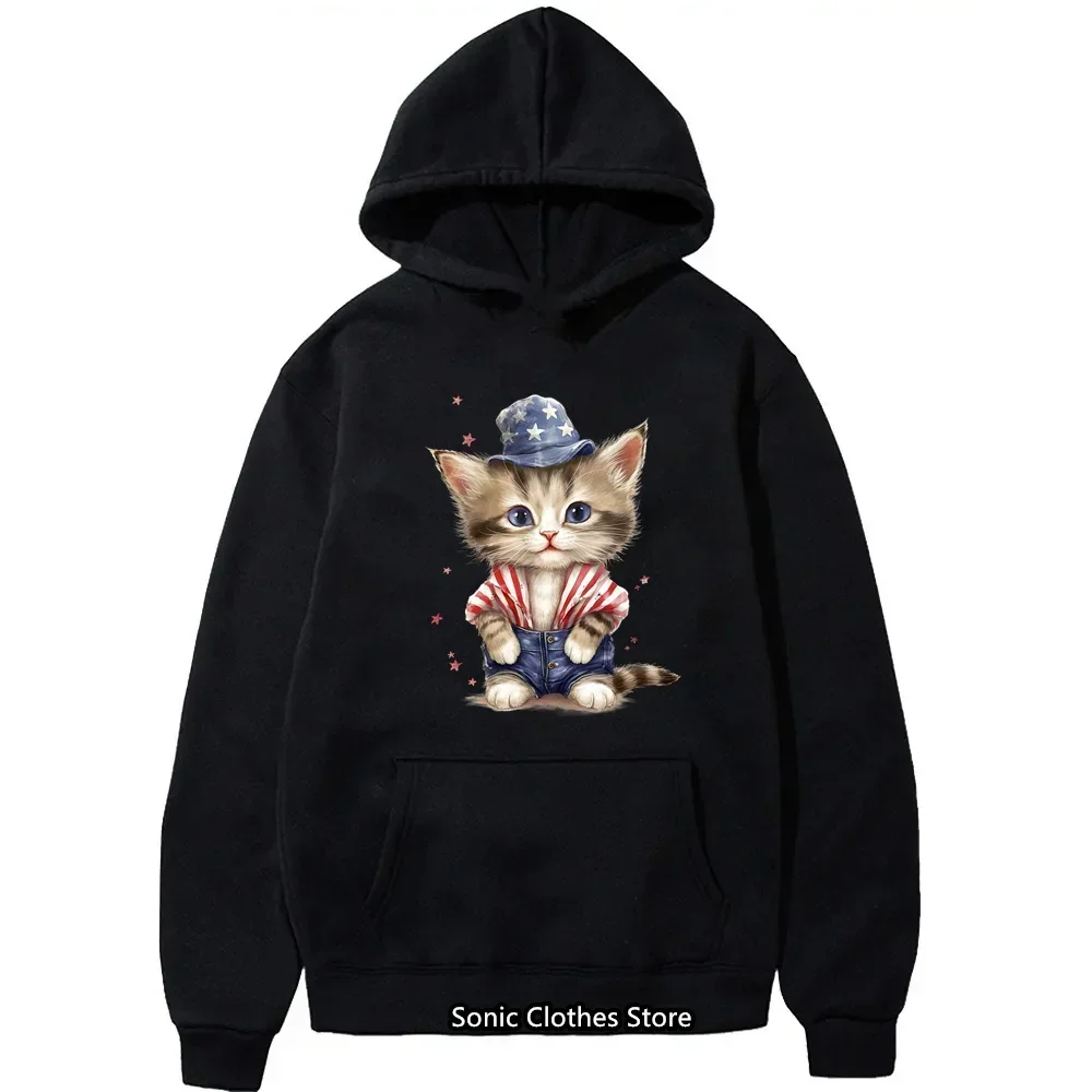 Kawaii American Cat Hoodie Men Tracksuit Autumn Eagle Hoodie Women Sweatshirts Boys Girls Clothing Long Sleeve Hoodies Street