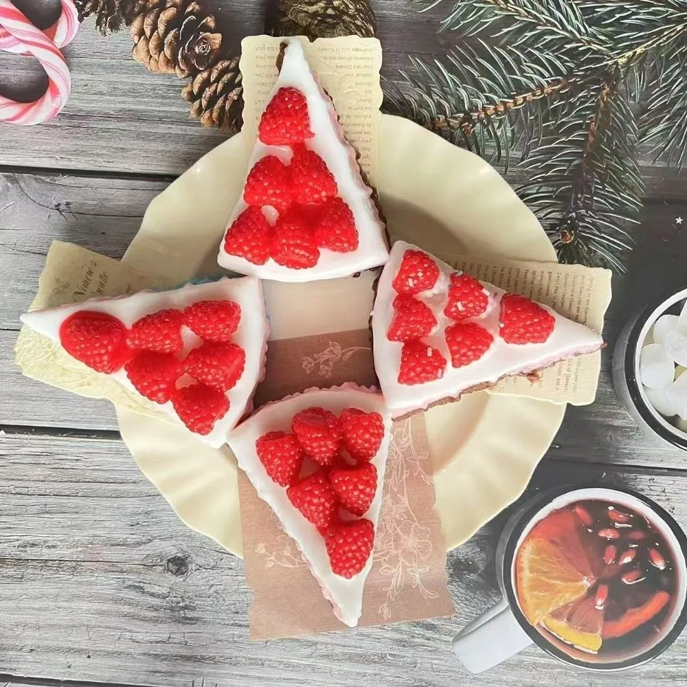 Simulated Dessert Squeeze Toy Blueberry Strawberry PU Material Stress Relief Toy Raspberry Simulation Birthday Cake Design