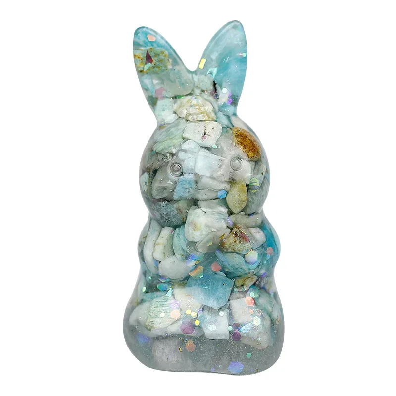 Natural crystal gravel handmade glue rabbit cartoon desktop ornament office can be decorated with desk girl