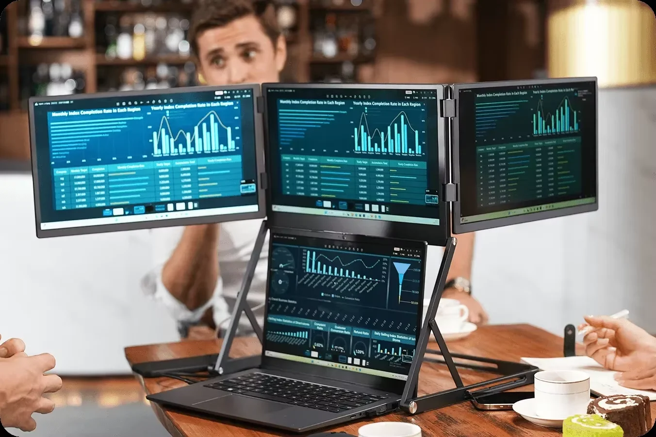 QuadCreate Monitor de jogos IPS de 15,6 polegadas Interface dupla USB-C 1080P FHD Viagem de alumínio TriCreate Win-dows Sistema operacional Novo