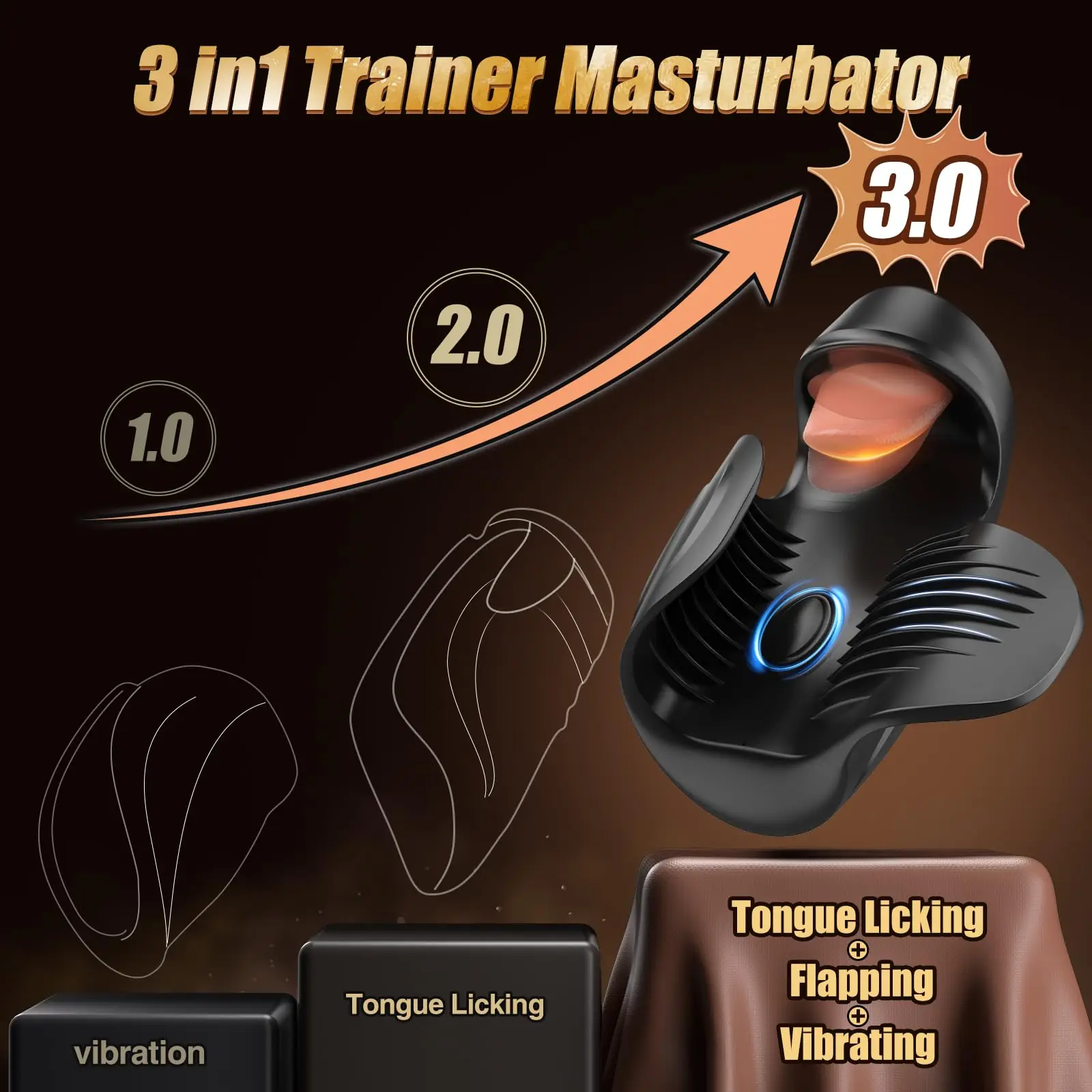 Masturbador masculino para lamer la lengua, vibrador para entrenamiento de pene, 10 modos, extensor de agrandamiento para hombres, entrenador Stroker, Juguetes sexuales para adultos 18