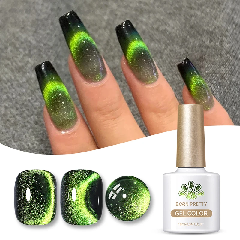 BORN PRETTY 10ml Glass Cat Magnetic Gel Nail Polish Green Pink Blue Jelly Green Summer Color Semi Permanent UV LED Gel Varnish