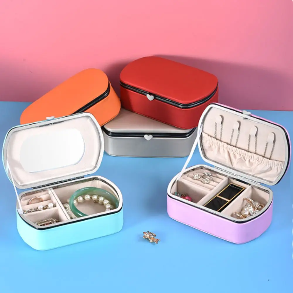 

Portable PU Leather Jewelry Packing Box Dustproof Necklace Bracelet Earrings Rings Holder Organizer Jewelry Storage Case Watch