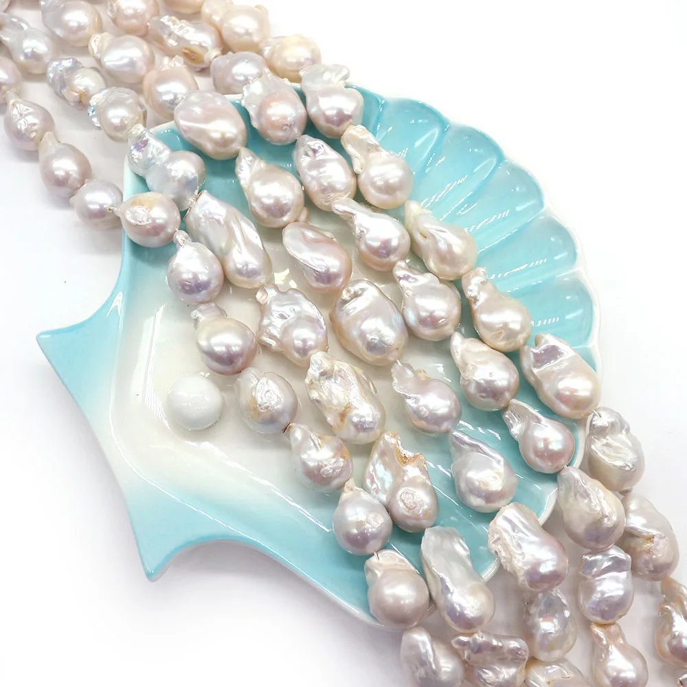 Natural Freshwater Irregular Near‑Round White Pearl Loose Beads Straight Hole Pearl Beads for DIY Handmade Accessories Supplies