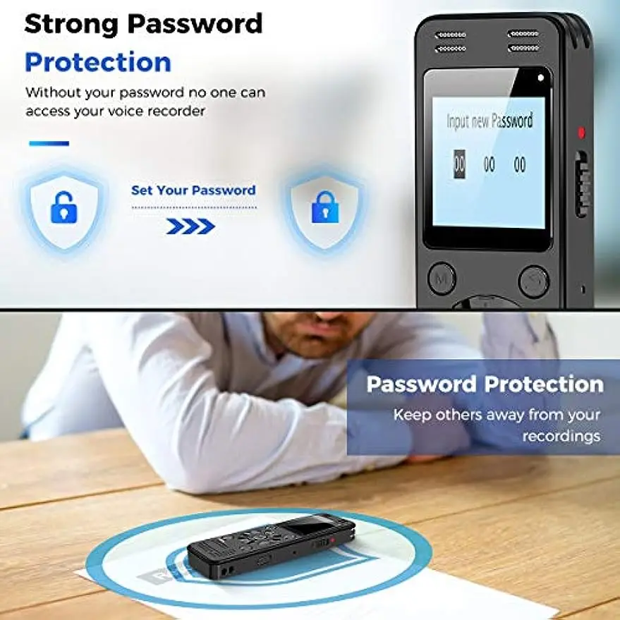 강의 회의용 디지털 음성 녹음기, 음성 활성화 녹음 장치, 재생 암호 포함 오디오 녹음기, 64GB