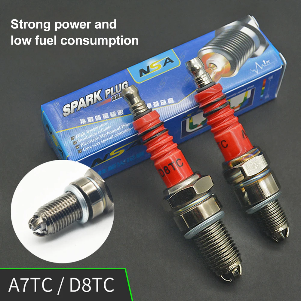 3 elektroda 10/12mm busi Plug A7TC D8TC cocok untuk ATV skuter sepeda motor Trail aksesoris sepeda motor Go Kart