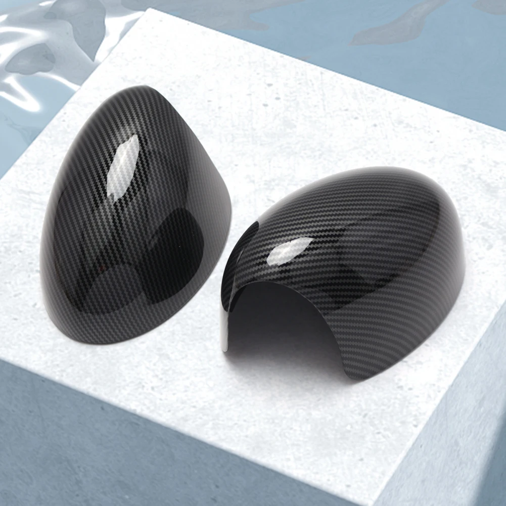 2pcs Rearview Mirror Cover Replacement Black Rear-View Caps Carbon Fiber Car Accessories for Mini Cooper R50 R53 R52 00-08 Year