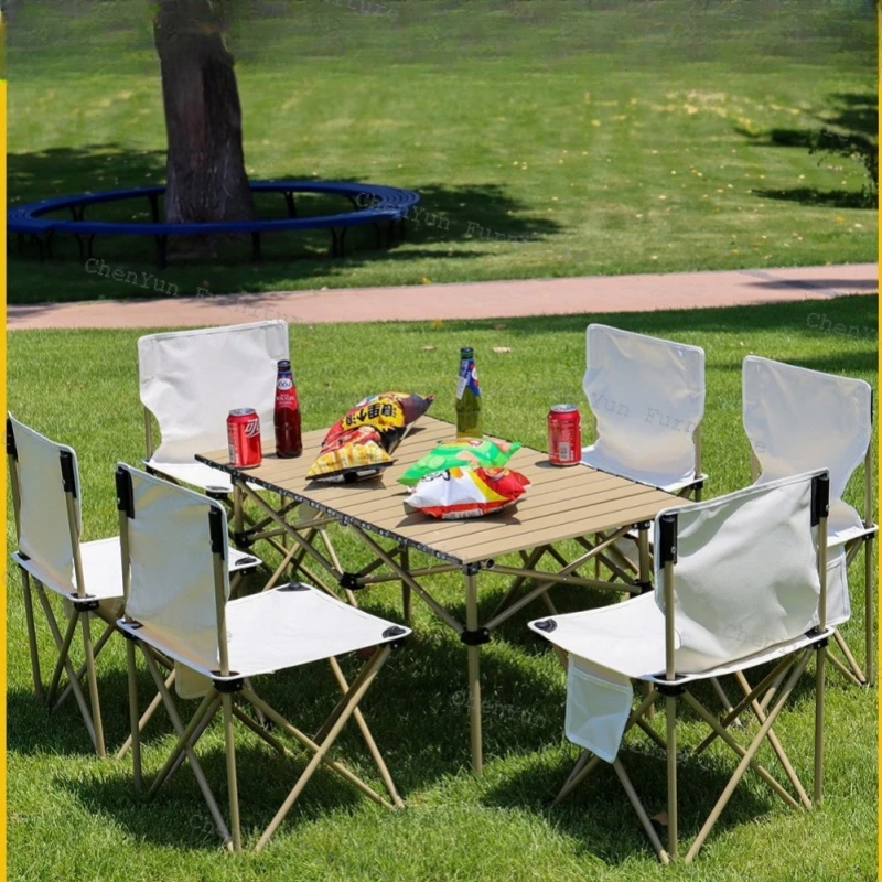 

Portable Travel Outdoor Table Picnic Camping Foldable Egg Roll Camp Out Beach Chairs Backrest Silla De Playa Furniture