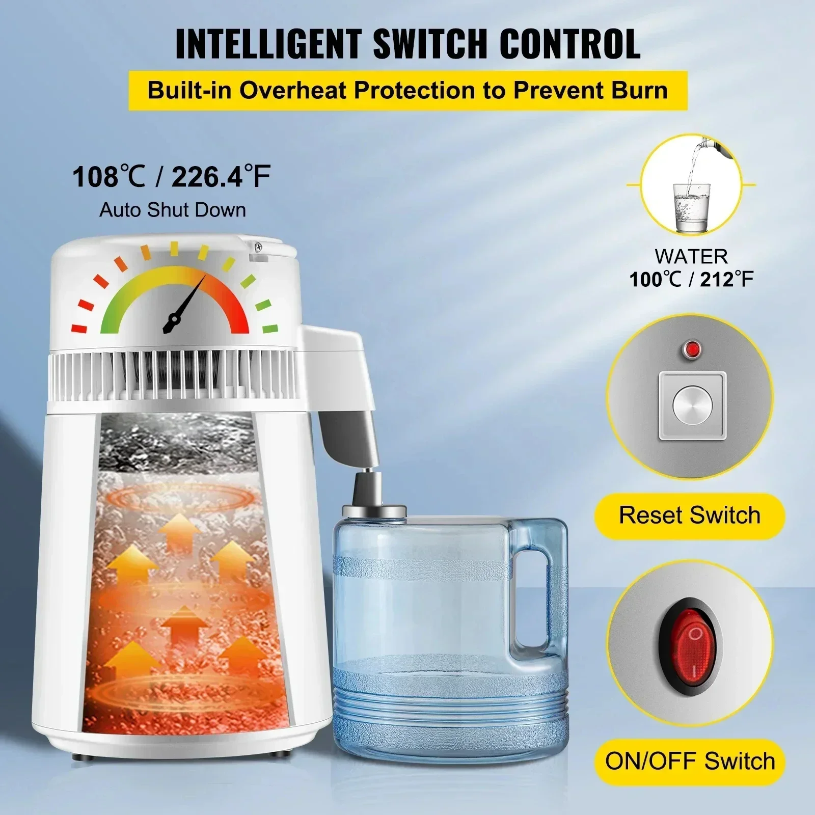 

SIHAO 4L Water Purifier Dispenser Heating Softener 304 Stainless Steel Filter Electric Kettle Home Office Drinking Distiller