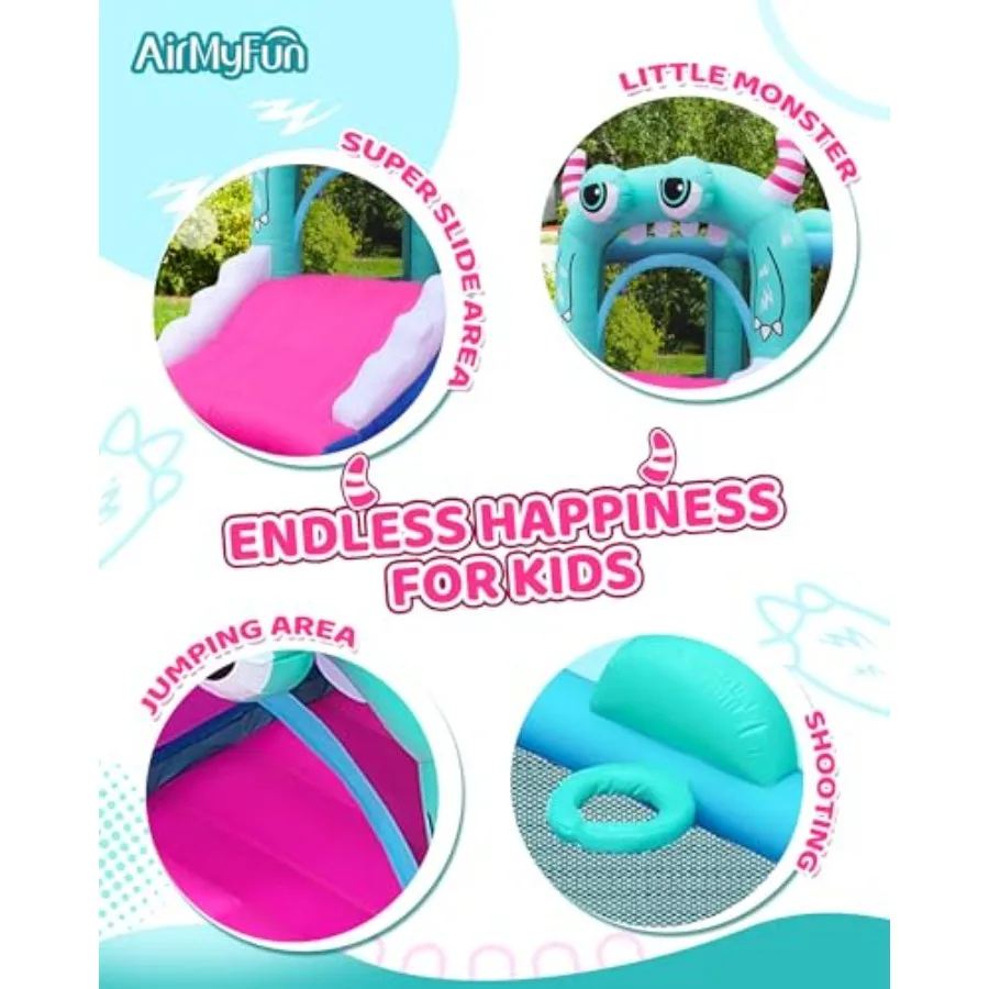 Inflatable Bounce House for Kids, Wide Slide & Jumping Inflatable Bouncer - Toddler Bounce House with Blower for Kids Use Fun In