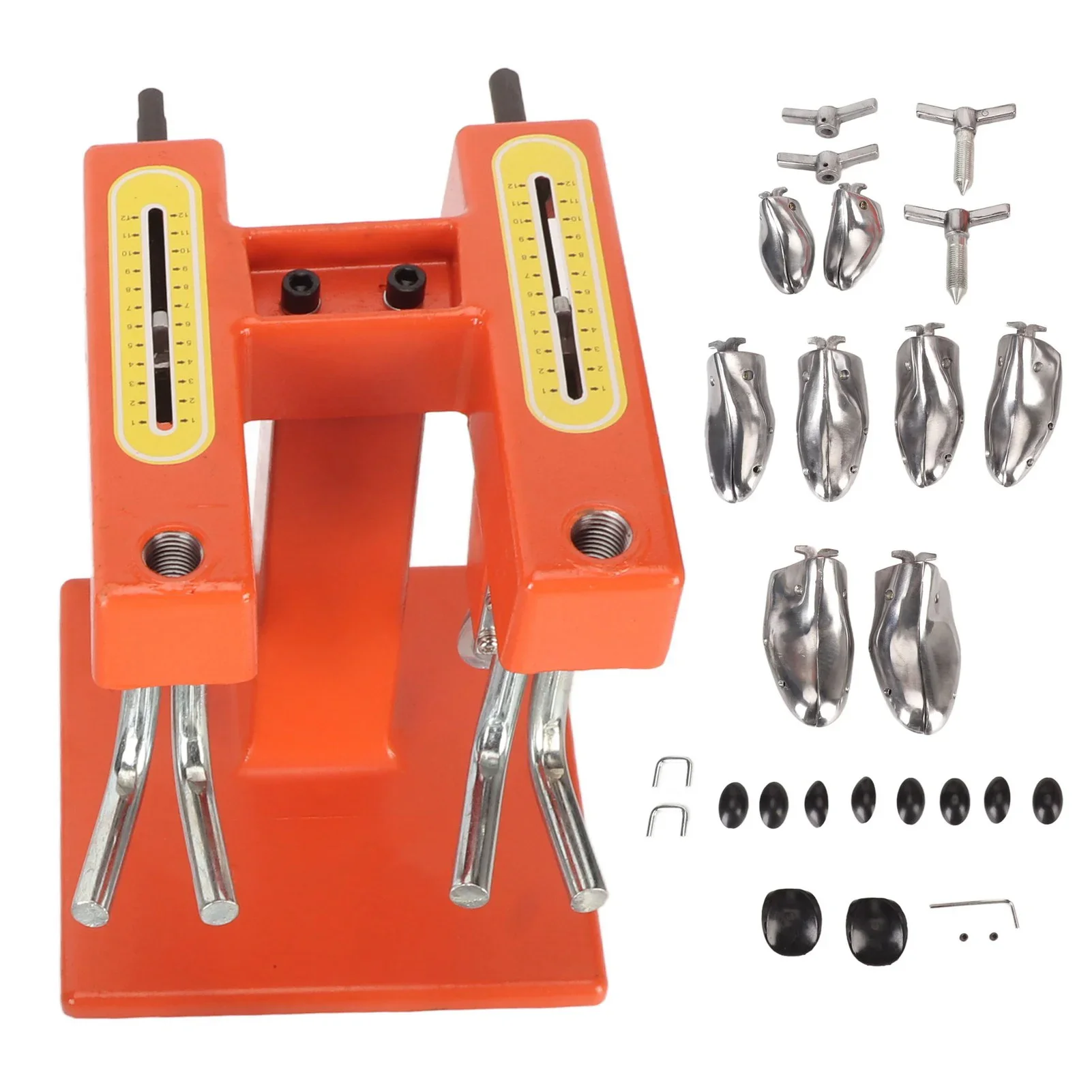 Adjustable Two Heads Shoe Stretcher Machine with Scale Aluminum Shoe Expander for Width Length Expansion Repair Orange Silver