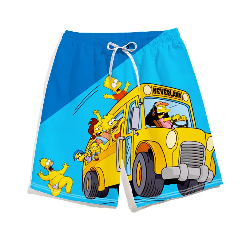 Disney The Simpsons family Printing Male Shorts for Women Men's Clothing Mouse Summer Whole Swimsuit Bathing Suit Man PantsBeach