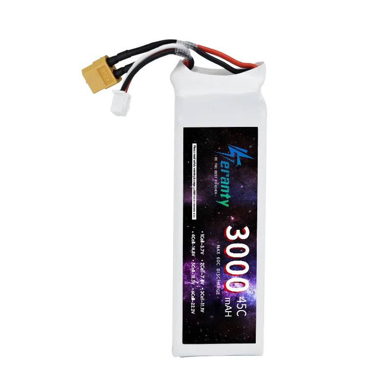 Akumulator Lipo 2S 3000mAh 7.4V 45C z wtyczką XT60 do samolotu RC Quadcopter Helikopter Drone FPV Model Wyścigi Akumulator 7.4V